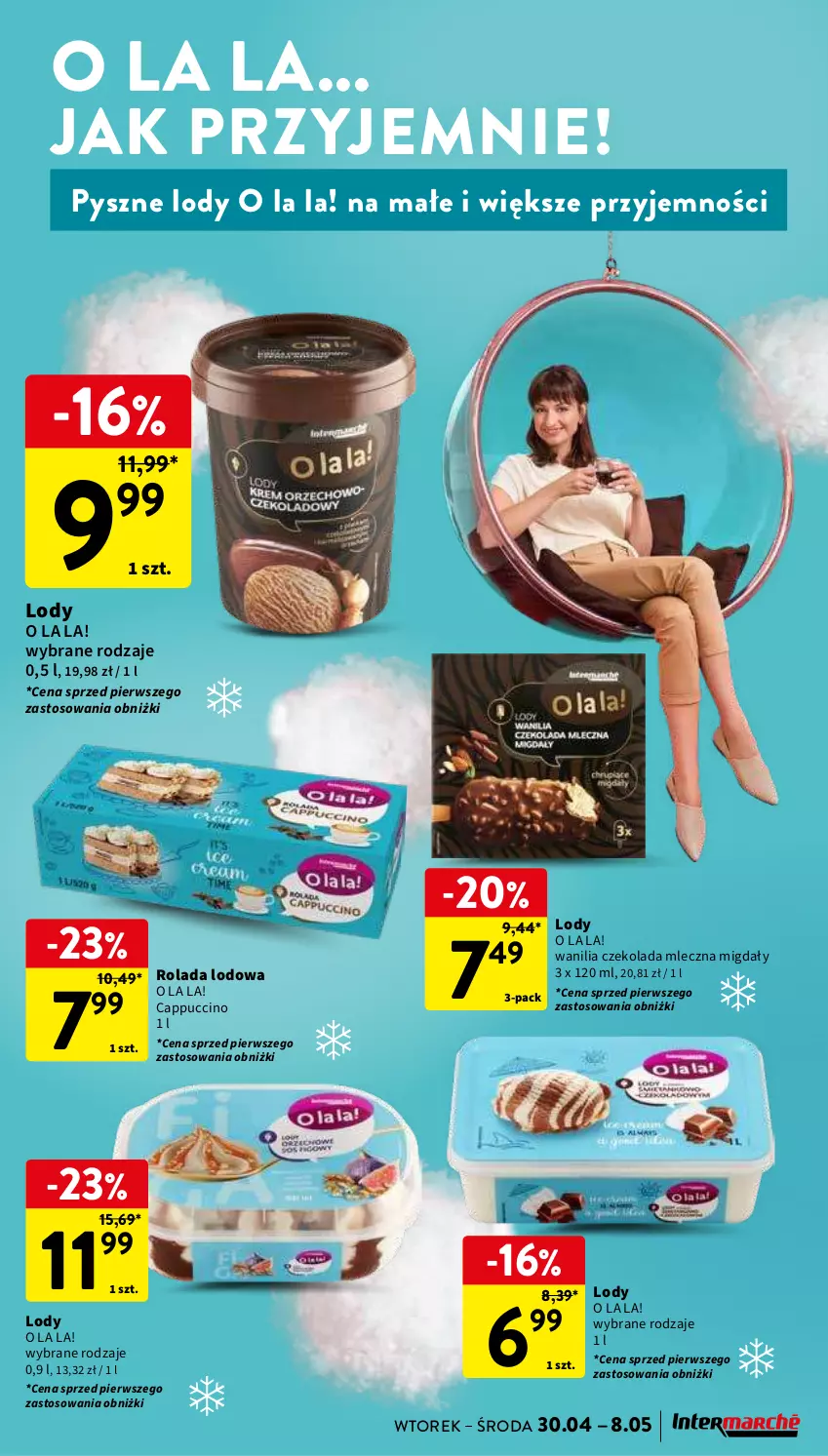 Gazetka promocyjna Intermarche - Gazetka Intermarche - ważna 30.04 do 08.05.2024 - strona 17 - produkty: Cappuccino, Czekolada, Czekolada mleczna, Lody, Migdały, Rolada