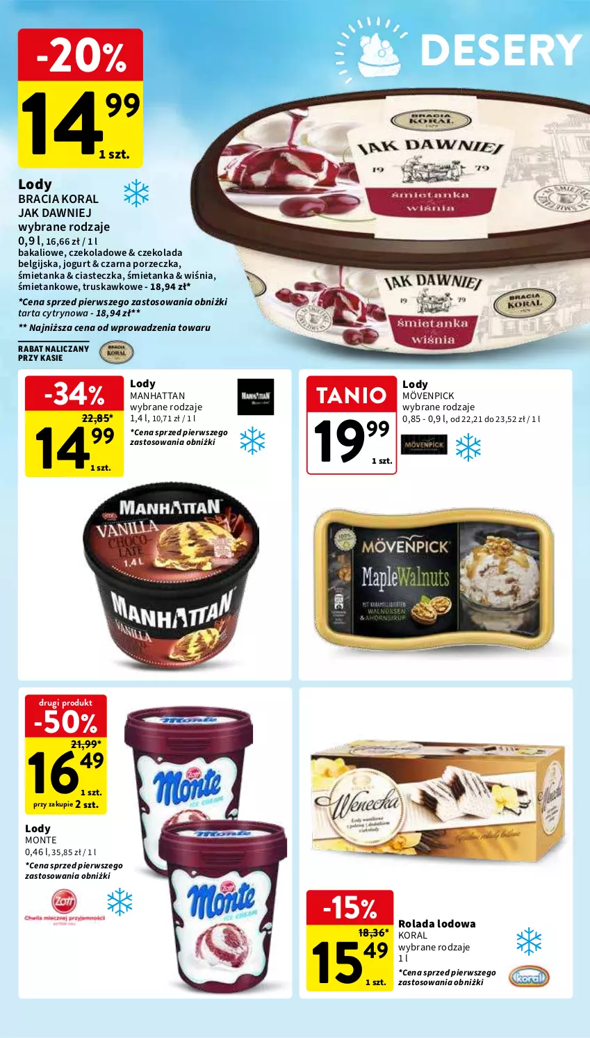 Gazetka promocyjna Intermarche - Gazetka Intermarche - ważna 30.04 do 08.05.2024 - strona 18 - produkty: Czekolada, Deser, Jogurt, LG, Lody, Monte, Por, Rolada, Ser, Tarta