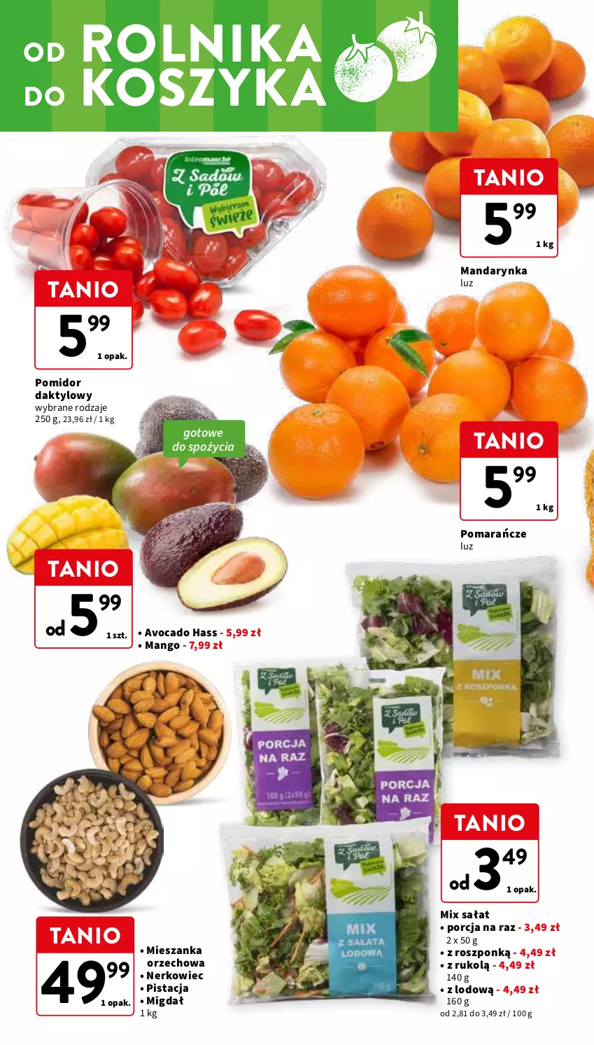 Gazetka promocyjna Intermarche - Gazetka Intermarche - ważna 30.04 do 08.05.2024 - strona 22 - produkty: Avocado, Kosz, Mango, Mieszanka orzechowa, Pomarańcze, Por, Rolnik, Sałat