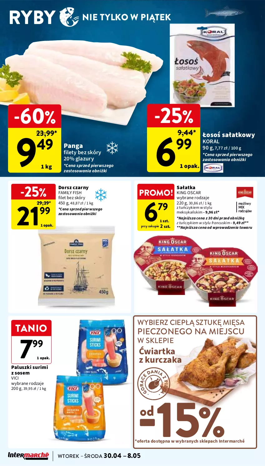 Gazetka promocyjna Intermarche - Gazetka Intermarche - ważna 30.04 do 08.05.2024 - strona 26 - produkty: Dorsz, Fa, Kurczak, Lazur, Panga, Piec, Sałat, Sałatka, Sos, Surimi, Tuńczyk