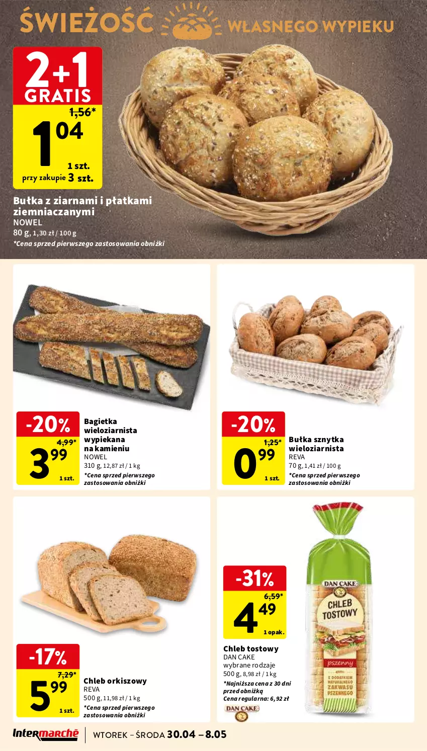 Gazetka promocyjna Intermarche - Gazetka Intermarche - ważna 30.04 do 08.05.2024 - strona 30 - produkty: Bagietka, Bułka, Chleb, Chleb tostowy, Dan Cake, Gra