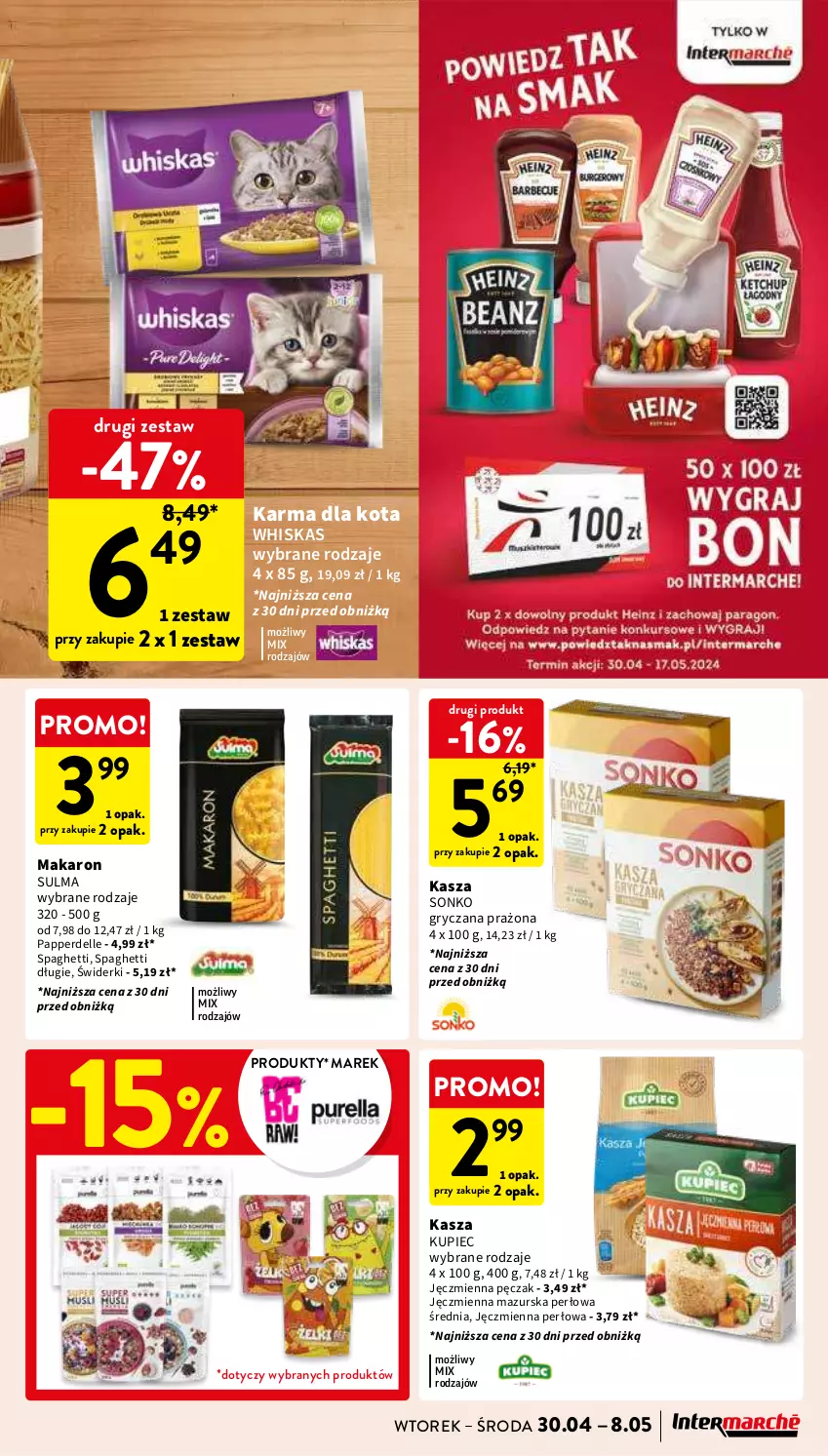 Gazetka promocyjna Intermarche - Gazetka Intermarche - ważna 30.04 do 08.05.2024 - strona 35 - produkty: Dell, Gry, Kasza, Kupiec, Makaron, Piec, Sonko, Spaghetti, Whiskas