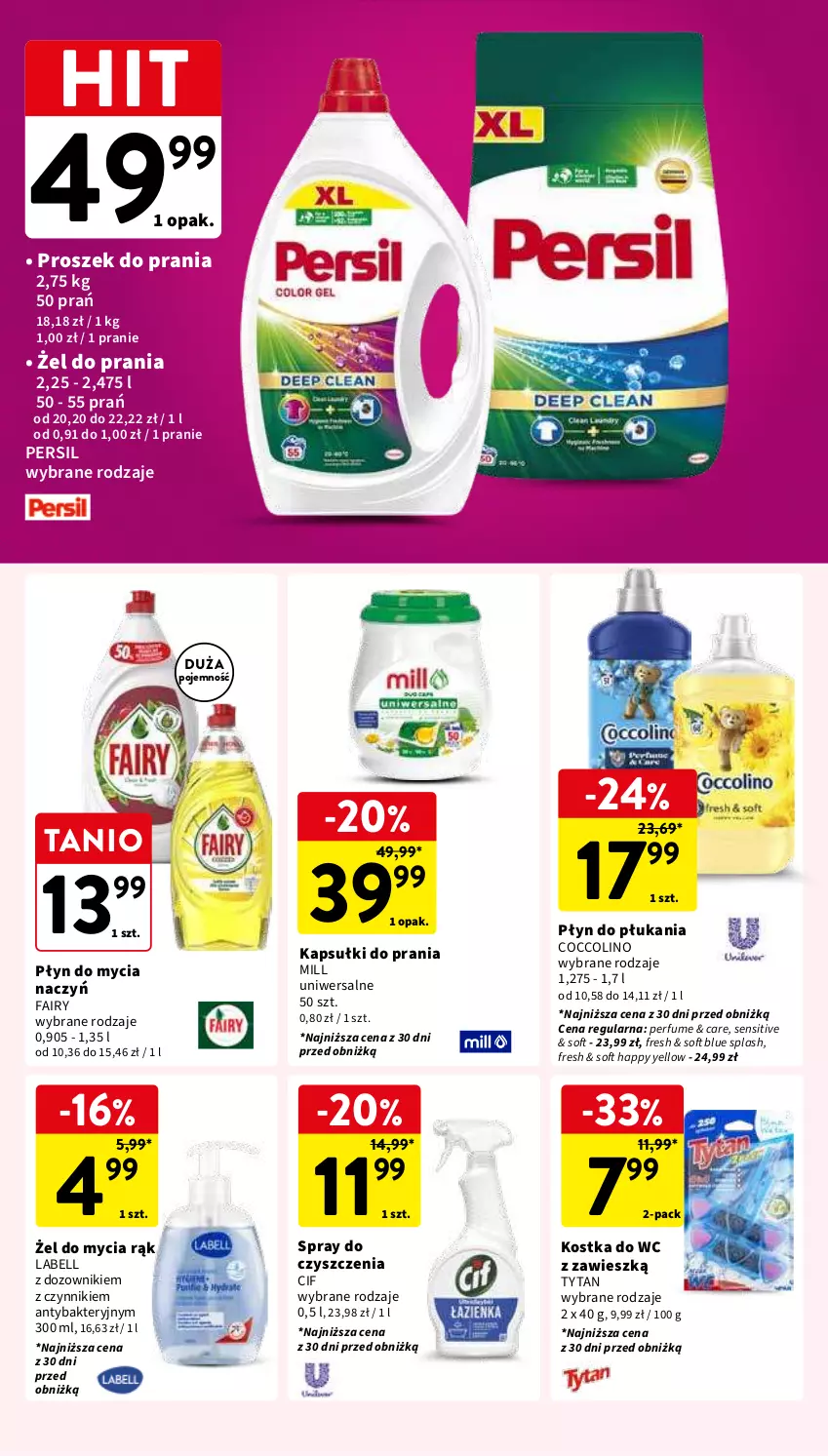 Gazetka promocyjna Intermarche - Gazetka Intermarche - ważna 30.04 do 08.05.2024 - strona 36 - produkty: Bell, Cif, Coccolino, Do mycia naczyń, Dozownik, Fa, Fairy, Kapsułki do prania, Kostka do wc, Perfum, Persil, Płyn do mycia, Płyn do mycia naczyń, Płyn do płukania, Proszek do prania, Spray do czyszczenia, Tytan