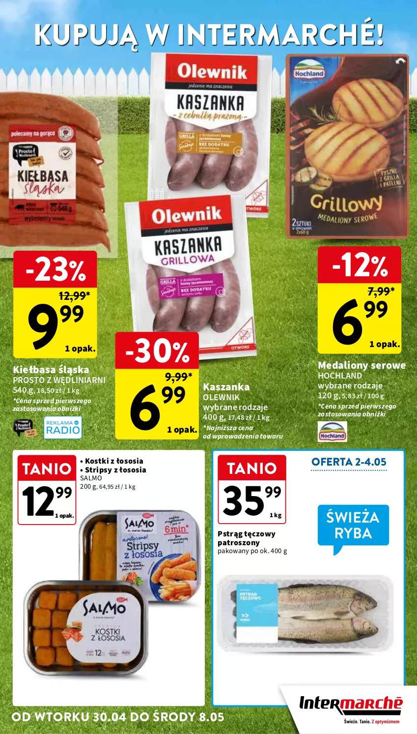 Gazetka promocyjna Intermarche - Gazetka Intermarche - ważna 30.04 do 08.05.2024 - strona 5 - produkty: Hochland, Kasza, Kaszanka, Kiełbasa, Kiełbasa śląska, Lion, Olewnik, Pstrąg, Pstrąg tęczowy, Ryba, Ser, Sos