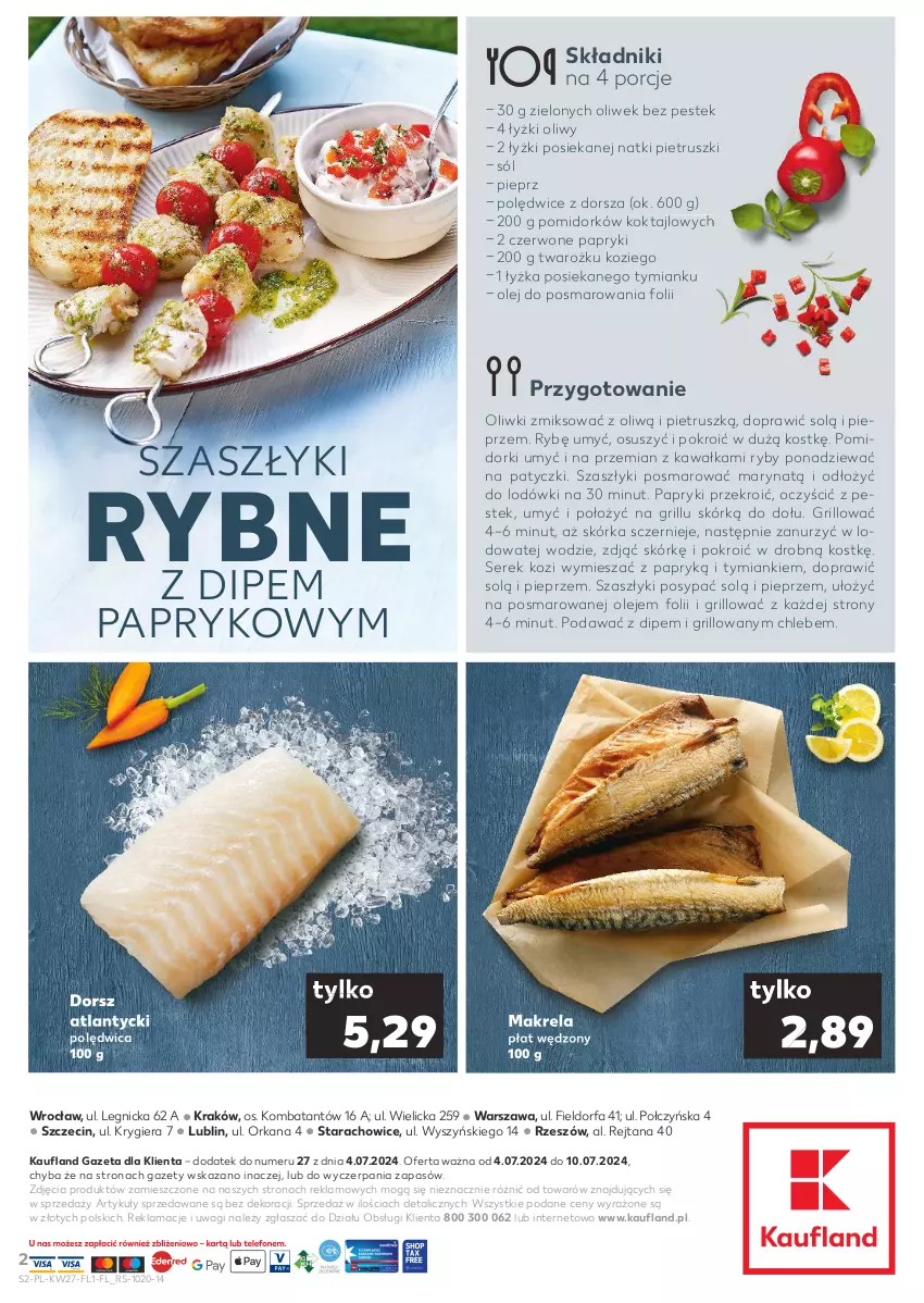 Gazetka promocyjna Kaufland - Mocny Start - ważna 04.07 do 10.07.2024 - strona 2 - produkty: Chleb, Dorsz, Fa, Grill, Kawa, Olej, Oliwki, Orka, Pieprz, Polędwica, Pomidorki, Por, Ser, Serek, Sól, Stek, Wagi