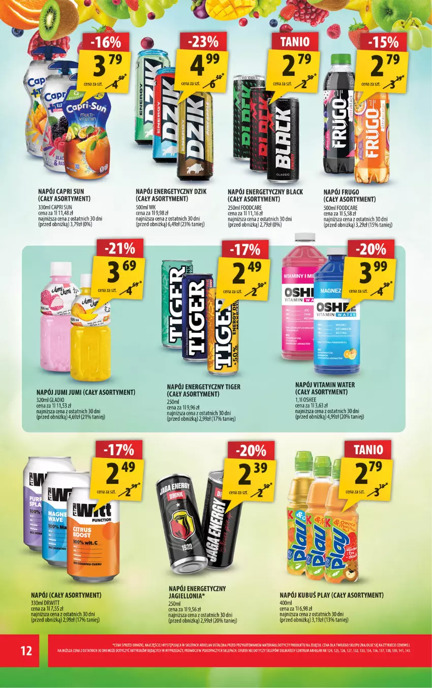 Gazetka promocyjna Arhelan - Gazetka - ważna 08.04 do 19.04.2026 - strona 12 - produkty: Kubuś, Lack, Napój, Napój energetyczny, Oshee, Rum, Tiger