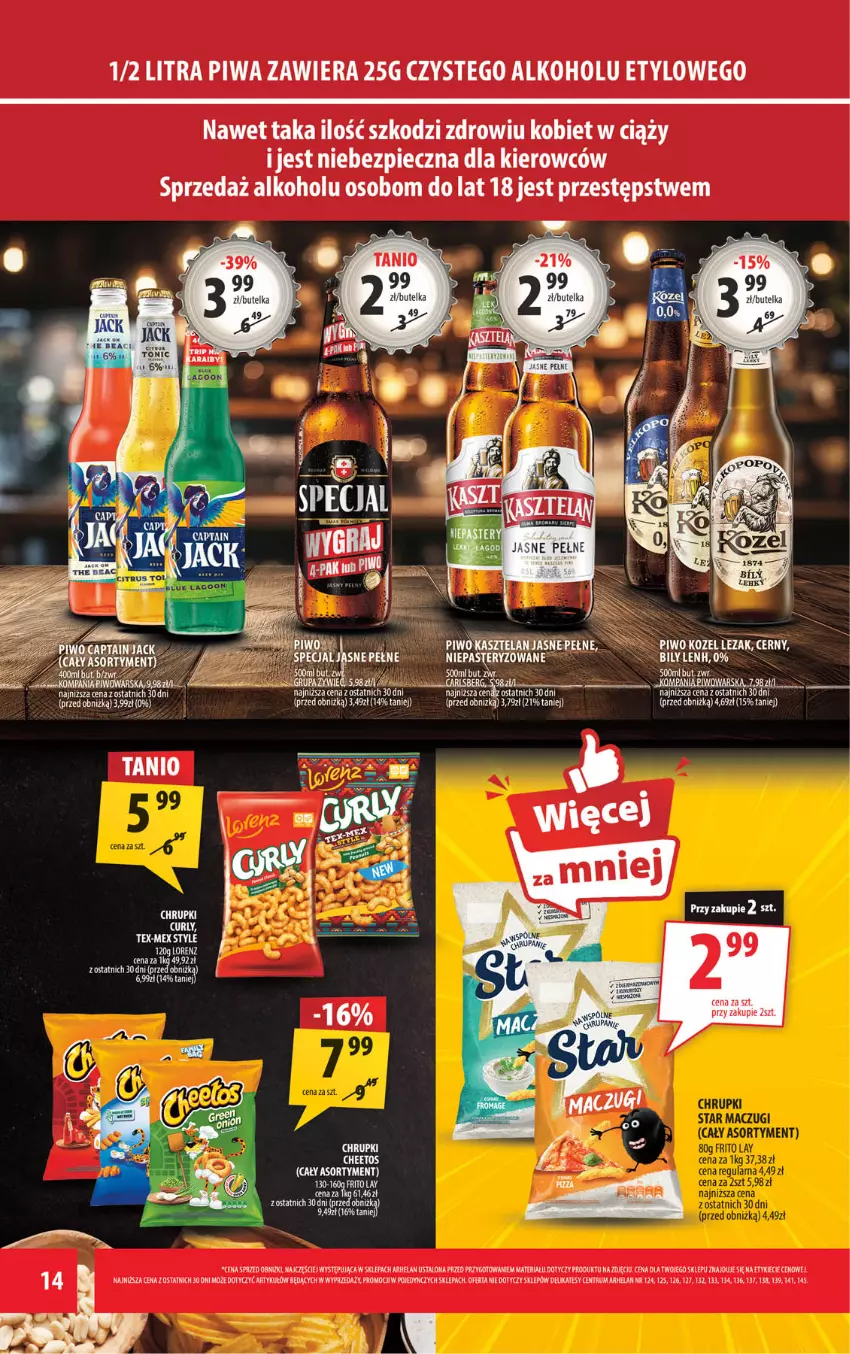 Gazetka promocyjna Arhelan - Gazetka - ważna 08.04 do 19.04.2026 - strona 14 - produkty: Chrupki, Kasztelan, Lorenz, Piwa, Piwo, Rum, Top