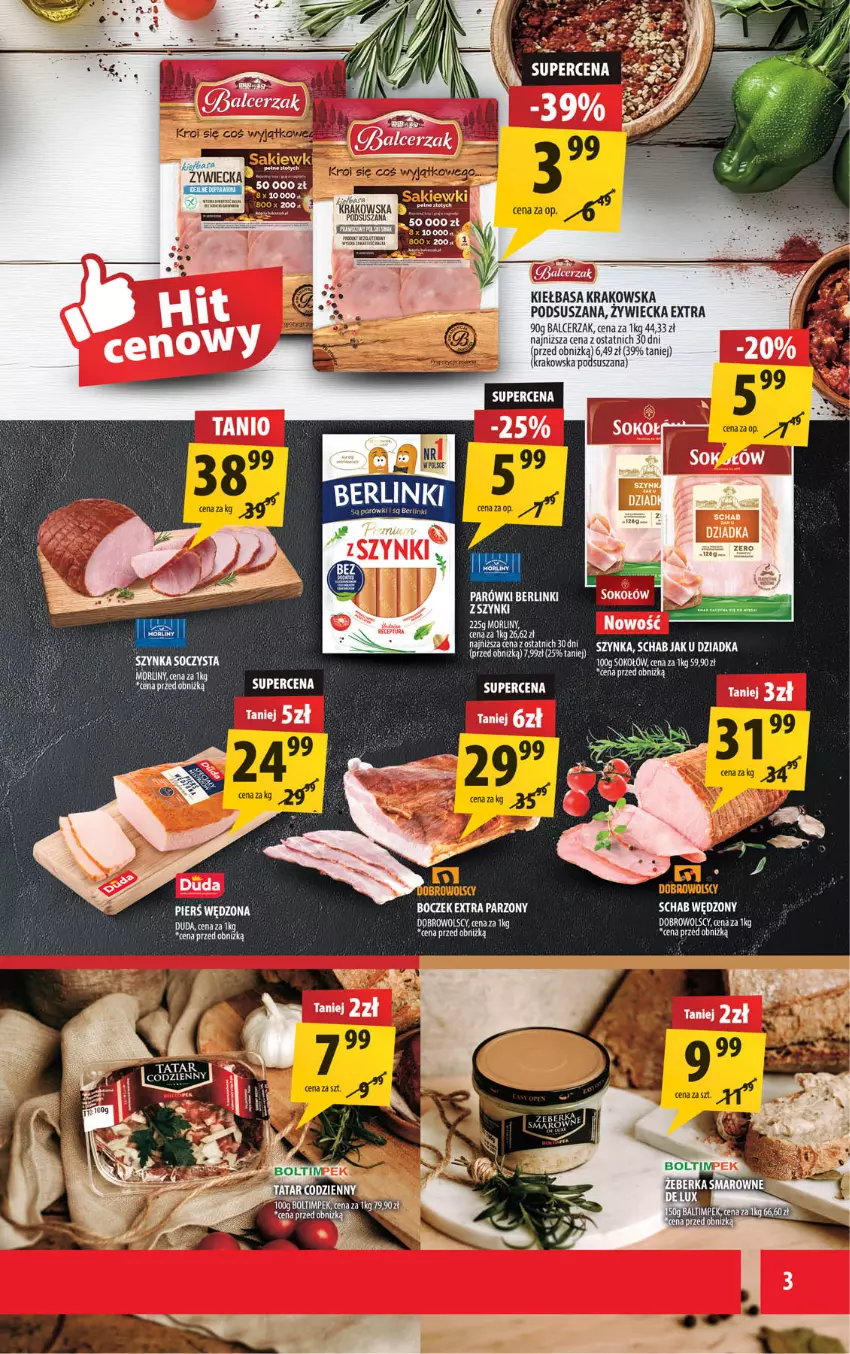 Gazetka promocyjna Arhelan - Gazetka - ważna 08.04 do 19.04.2026 - strona 3 - produkty: Boczek, Dada, Fa, Morliny, Sok, Szynka