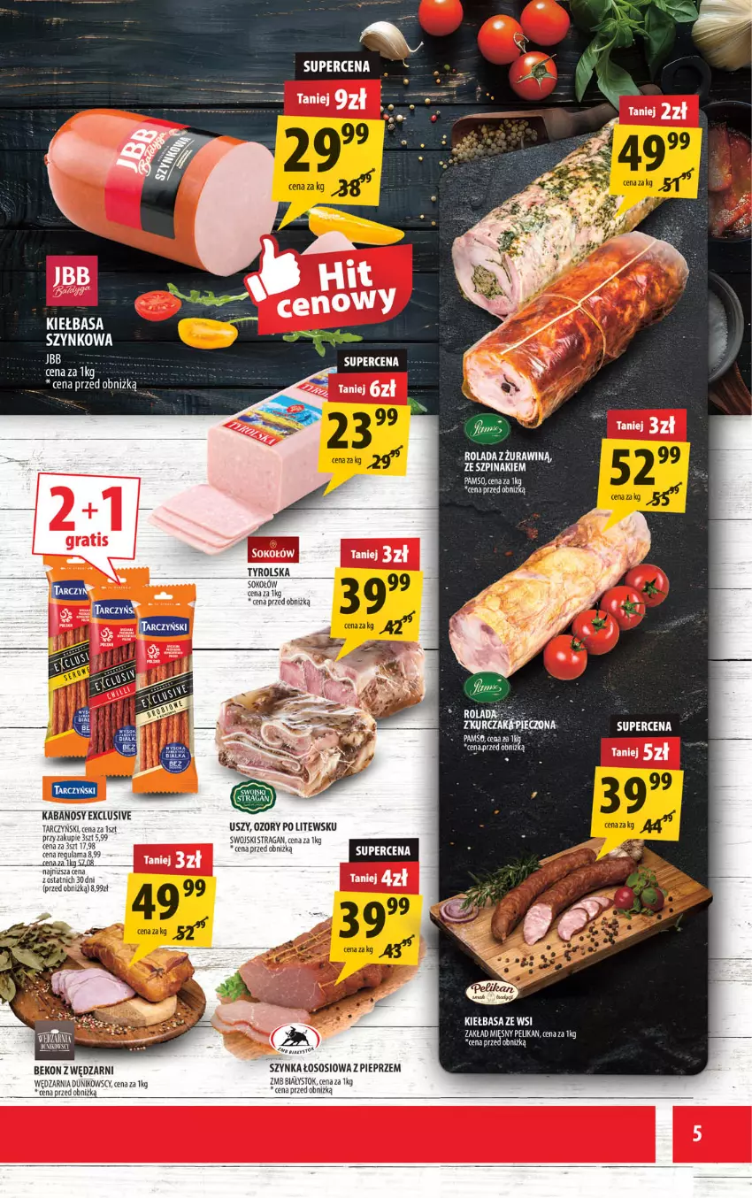 Gazetka promocyjna Arhelan - Gazetka - ważna 08.04 do 19.04.2026 - strona 5 - produkty: Kabanos, Kiełbasa, Pieprz, Rolada, Sok, Sokołów, Sos, Szpinak, Szynka, Tarczyński