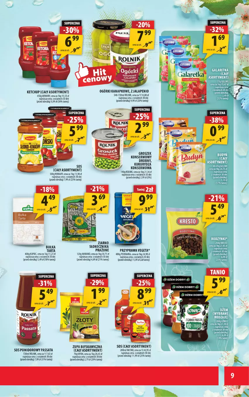 Gazetka promocyjna Arhelan - Gazetka - ważna 08.04 do 19.04.2026 - strona 9 - produkty: Bułka, Groszek, Ketchup, Kukurydza, Kupiec, Piec, Por, Rolnik, Ser, TaoTao, Tarta, Vegeta, Winiary, Zupa