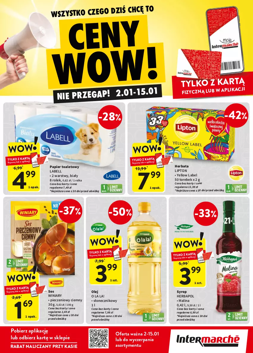 Gazetka promocyjna Intermarche - Gazetka Intermarche - ważna 02.01 do 15.01.2025 - strona 2 - produkty: Bell, Herbapol, Herbata, Lipton, Olej, Papier, Papier toaletowy, Piec, Sos, Syrop, Winiary