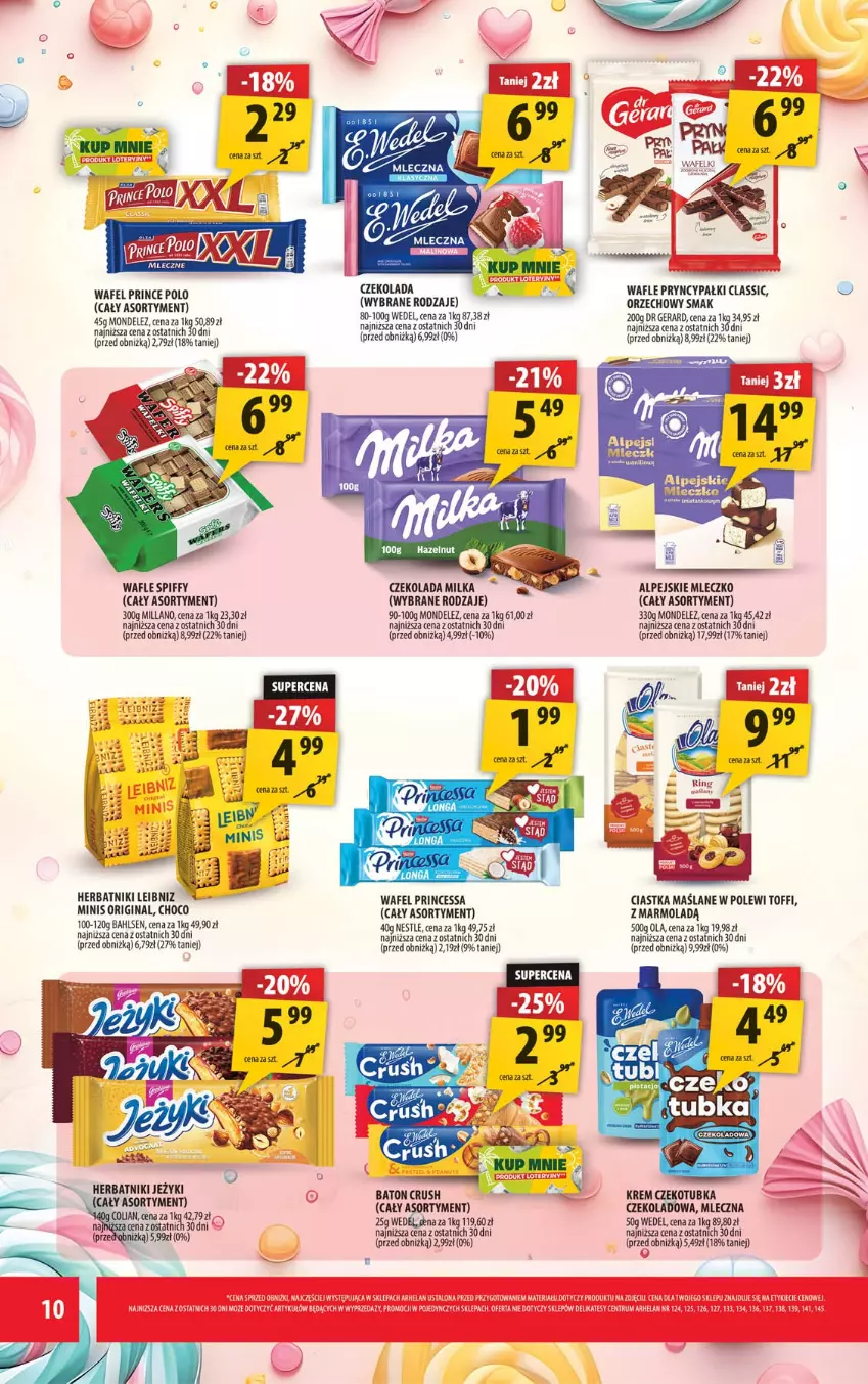 Gazetka promocyjna Arhelan - Gazetka - ważna 01.06 do 14.06.2026 - strona 10 - produkty: Baton, Ciastka, Czekolada, Dr Gerard, Gin, Herbatniki, Jeżyki, Kawa, Milka, Mleczko, Mola, Por, Prince Polo, Princessa, Wafle