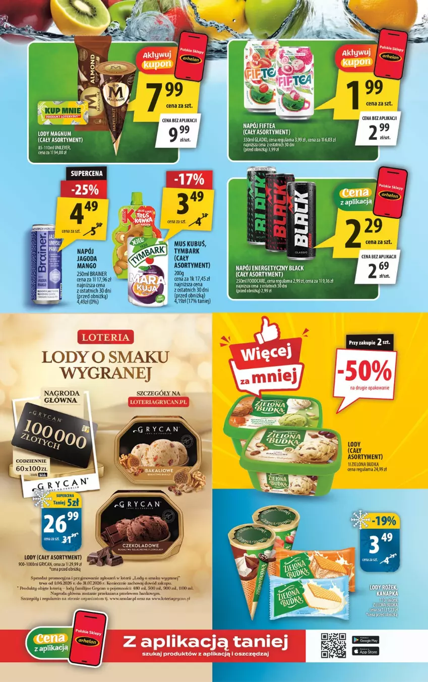 Gazetka promocyjna Arhelan - Gazetka - ważna 01.06 do 14.06.2026 - strona 13 - produkty: Fa, Gra, Gry, Kubuś, LG, Lody, Mango, Mola, Mus, Napój, Tymbark, Zielona Budka