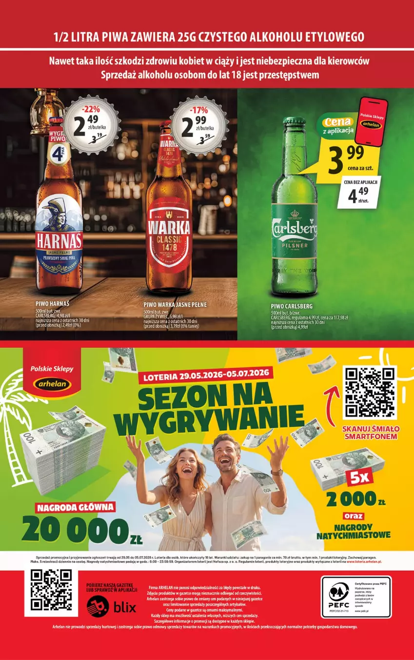 Gazetka promocyjna Arhelan - Gazetka - ważna 01.06 do 14.06.2026 - strona 20 - produkty: Carlsberg, Harnaś, Piec, Piwa, Piwo, Warka