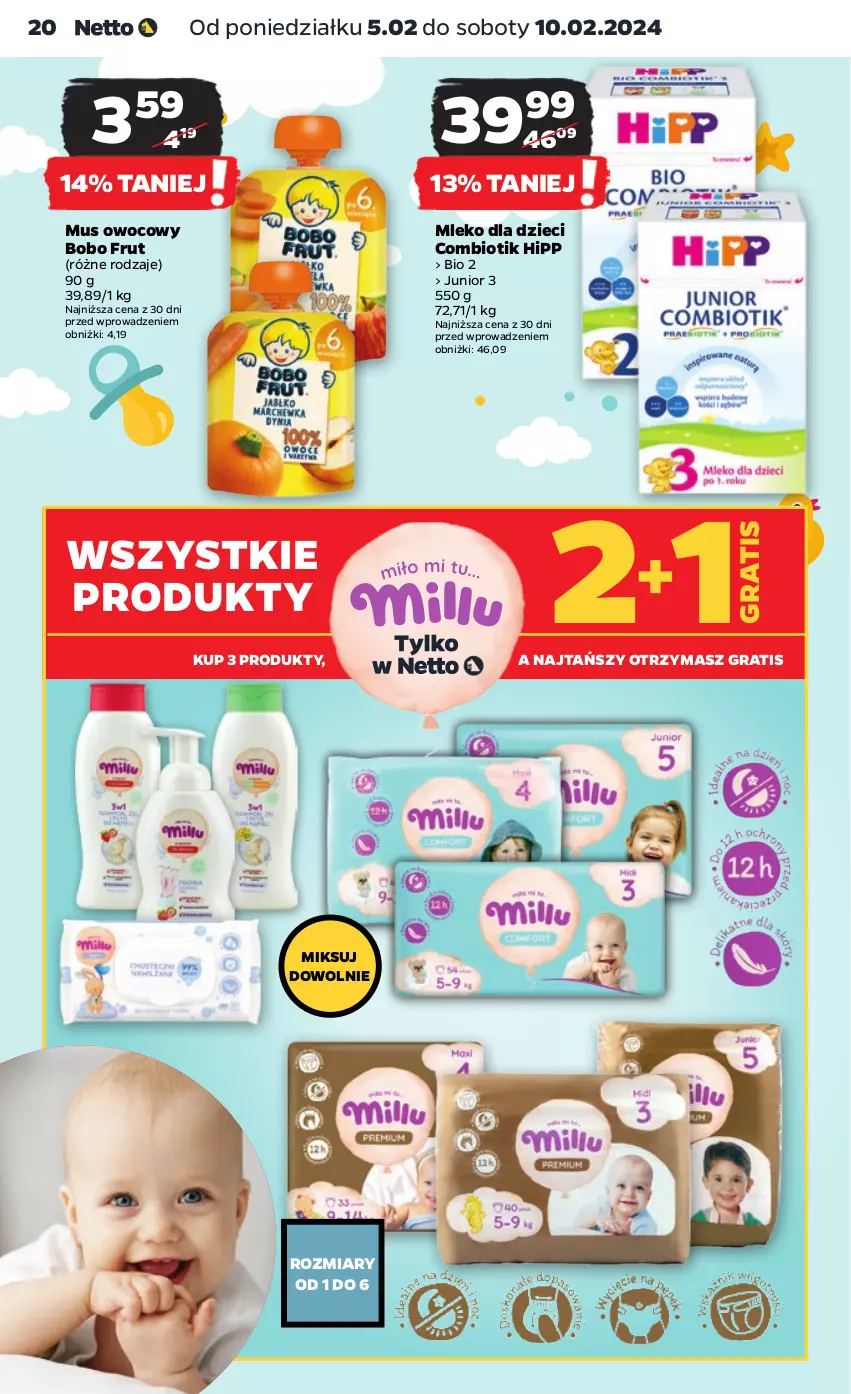 Gazetka promocyjna Netto - Artykuły spożywcze - ważna 05.02 do 10.02.2024 - strona 20 - produkty: Dzieci, Gra, HiPP, Mleko, Mleko dla dzieci, Mus