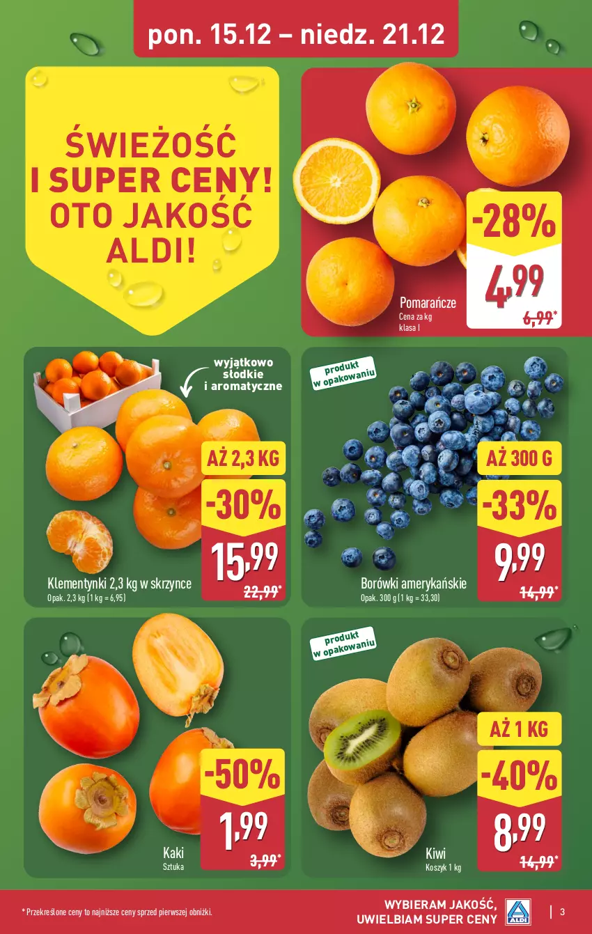 Gazetka promocyjna Aldi - Pełna oferta - ważna 15.12 do 21.12.2025 - strona 3 - produkty: Kaki, Kiwi, Klementynki, Kosz, Pomarańcze