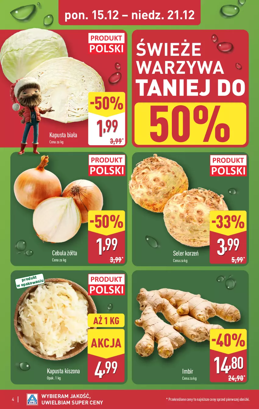 Gazetka promocyjna Aldi - Pełna oferta - ważna 15.12 do 21.12.2025 - strona 4 - produkty: Cebula, Imbir, Seler korzeń, Warzywa