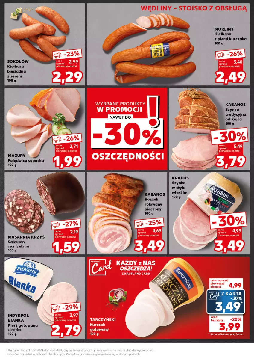 Gazetka promocyjna Kaufland - Kaufland - ważna 10.06 do 12.06.2024 - strona 17 - produkty: Bianka, Kabanos, Kiełbasa, Kiełbasa biesiadna, Kiełbasa z piersi kurczaka, Krakus, Kurczak, Morliny, Piec, Polędwica, Salceson, Ser, Sok, Sokołów, Szynka