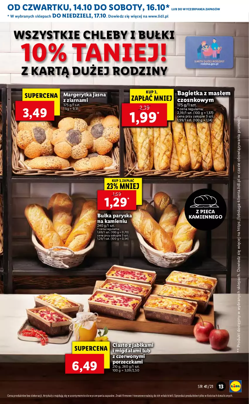 Gazetka promocyjna Lidl - GAZETKA - ważna 14.10 do 17.10.2021 - strona 13 - produkty: Bagietka, Bułka, Chleb, Ciasto z jabłkami, Jabłka, Piec, Por