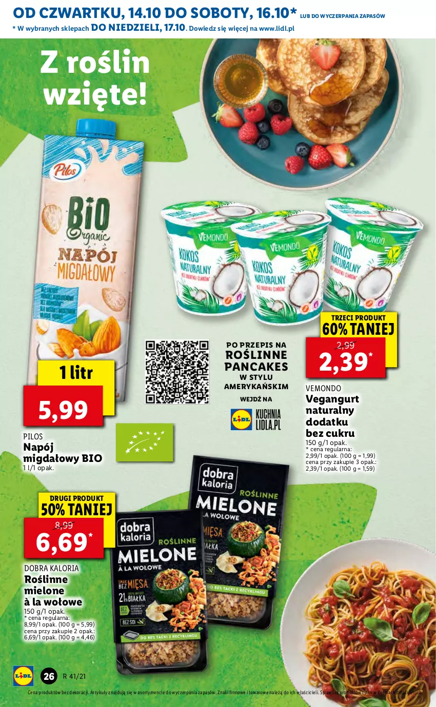 Gazetka promocyjna Lidl - GAZETKA - ważna 14.10 do 17.10.2021 - strona 26 - produkty: Napój, Pilos, Vegangurt