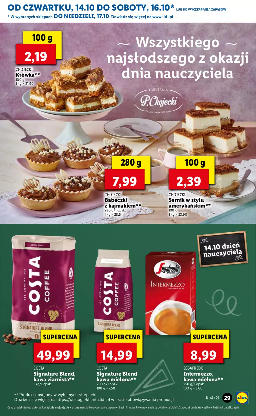 Gazetka promocyjna Lidl - GAZETKA - ważna 14.10 do 17.10.2021 - strona 29 - produkty: Babeczki, Kawa, Kawa mielona, Kawa ziarnista, Segafredo, Ser