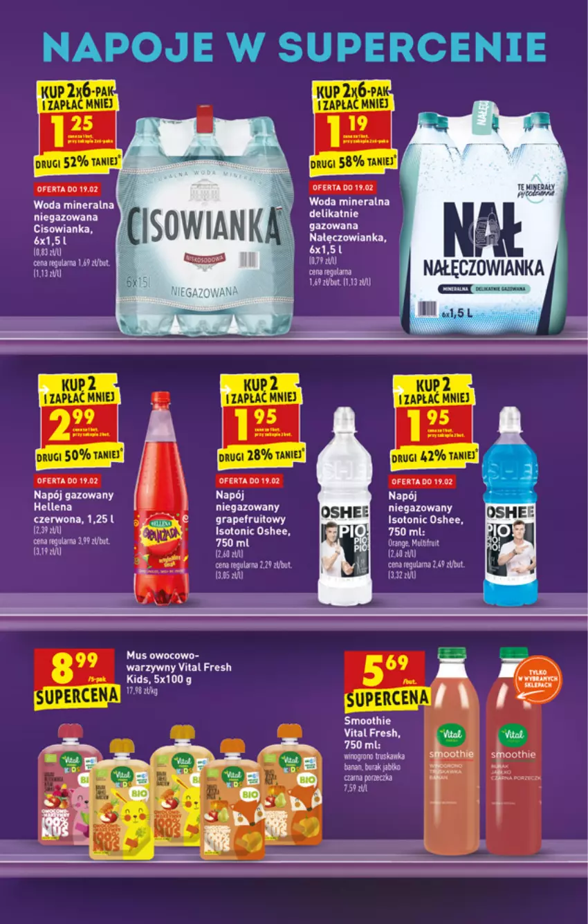 Gazetka promocyjna Biedronka - W tym tygodniu - ważna 17.02 do 23.02.2022 - strona 49 - produkty: Cisowianka, Gra, Hellena, Mus, Nałęczowianka, Napój, Napój gazowany, Napoje, Oshee, Por, Smoothie, Woda, Woda mineralna