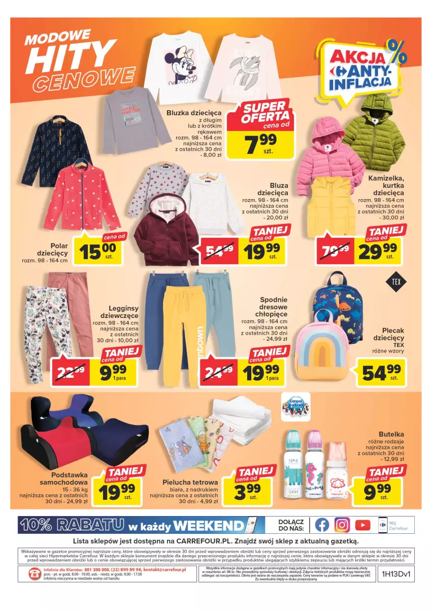 Gazetka promocyjna Carrefour - Gazetka Modowe hity cenowe - ważna 28.03 do 30.04.2023 - strona 4 - produkty: Bluza, Dres, Dzieci, Gin, Kamizelka, Kurtka, Kurtka dziecięca, Legginsy, Plecak, Spodnie