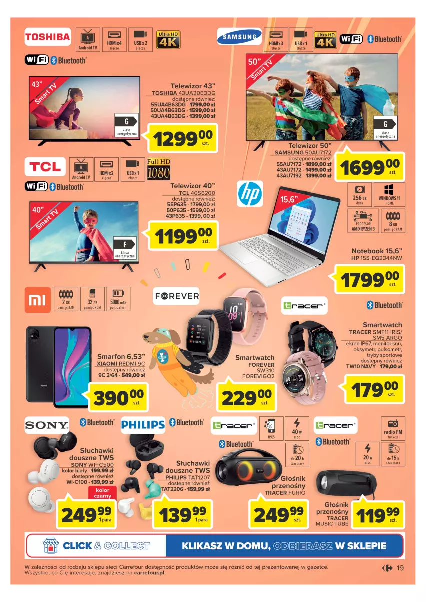 Gazetka promocyjna Carrefour - Gazetka Mali marzyciele - ważna 16.05 do 03.06.2023 - strona 19 - produkty: Acer, Android TV, Głośnik, HP, Monitor, Mus, Notebook, Philips, Procesor, Samsung, Słuchawki, Smartwatch, Sony, Telewizor, Toshiba