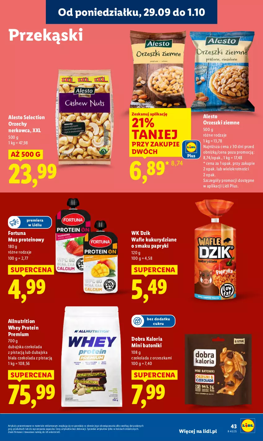 Gazetka promocyjna Lidl - GAZETKA - ważna 29.09 do 01.10.2025 - strona 47 - produkty: Baton, Czekolada, Fortuna, Mus, Orzeszki, Orzeszki ziemne, Tonik, Wafle