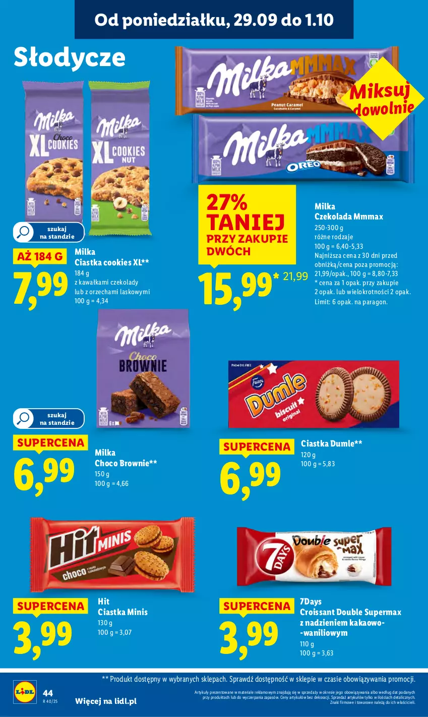 Gazetka promocyjna Lidl - GAZETKA - ważna 29.09 do 01.10.2025 - strona 48 - produkty: Brownie, Ciastka, Croissant, Czekolada, Kakao, Kawa, Milka