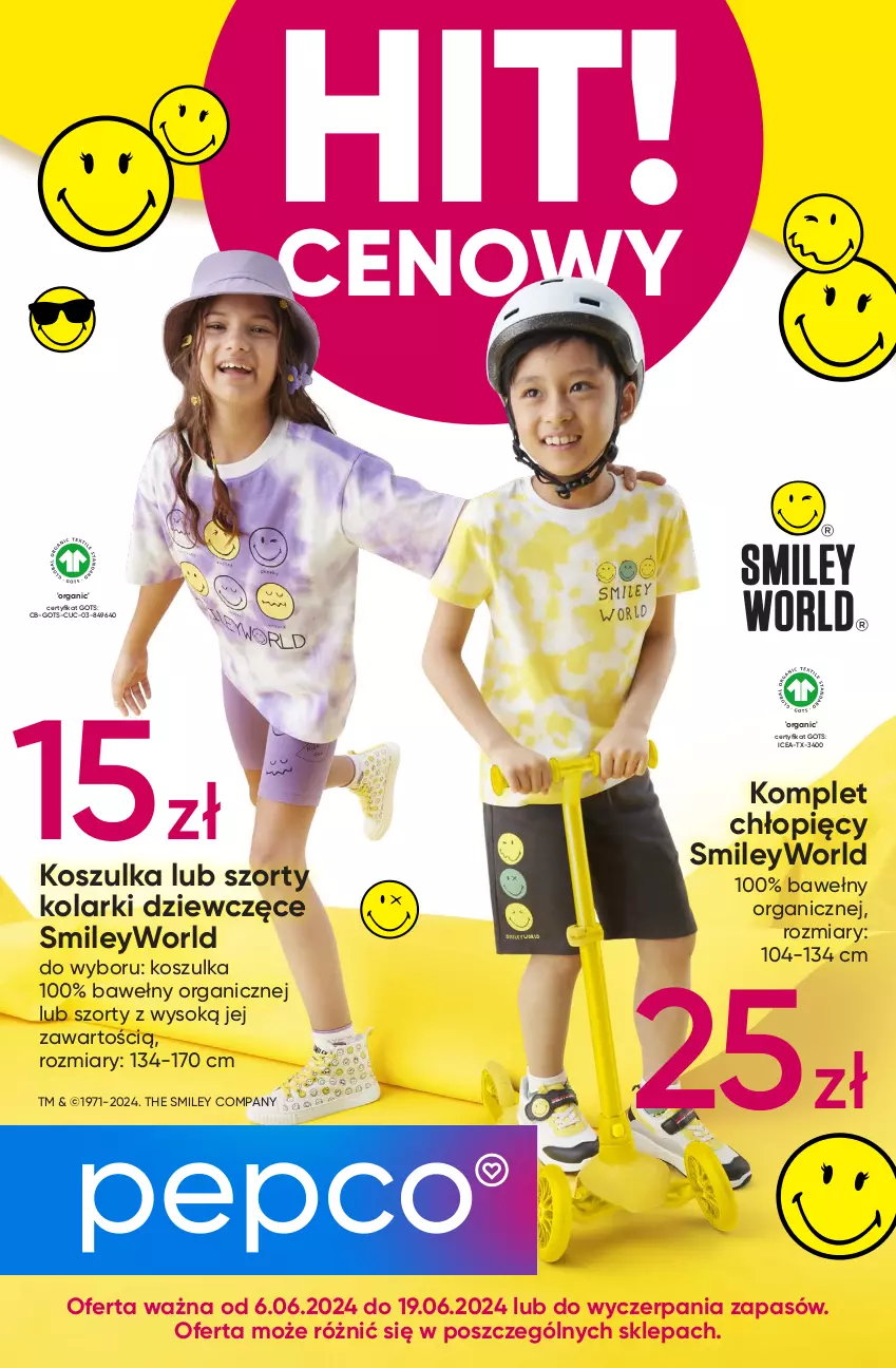 Gazetka promocyjna Pepco - SmileyWorld® - ważna 06.06 do 19.06.2024 - strona 1 - produkty: Kosz, Koszulka, Sok, Szorty