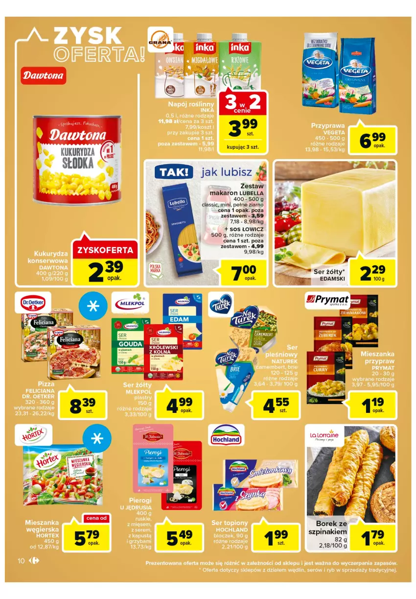 Gazetka promocyjna Carrefour - Gazetka Express - ważna 15.02 do 21.02.2022 - strona 10 - produkty: Bell, Bella, Dawtona, Edam, Kukurydza, Lubella, Makaron, Ser, Sos, Szpinak