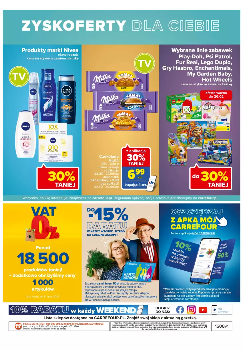 Gazetka promocyjna Carrefour - Gazetka Express - ważna 15.02 do 21.02.2022 - strona 22 - produkty: Enchantimals, Fa, Gry, Hasbro, Hot Wheels, LEGO, LEGO Duplo, Mars, O nas, Olej, Play-Doh, Psi Patrol, Taca