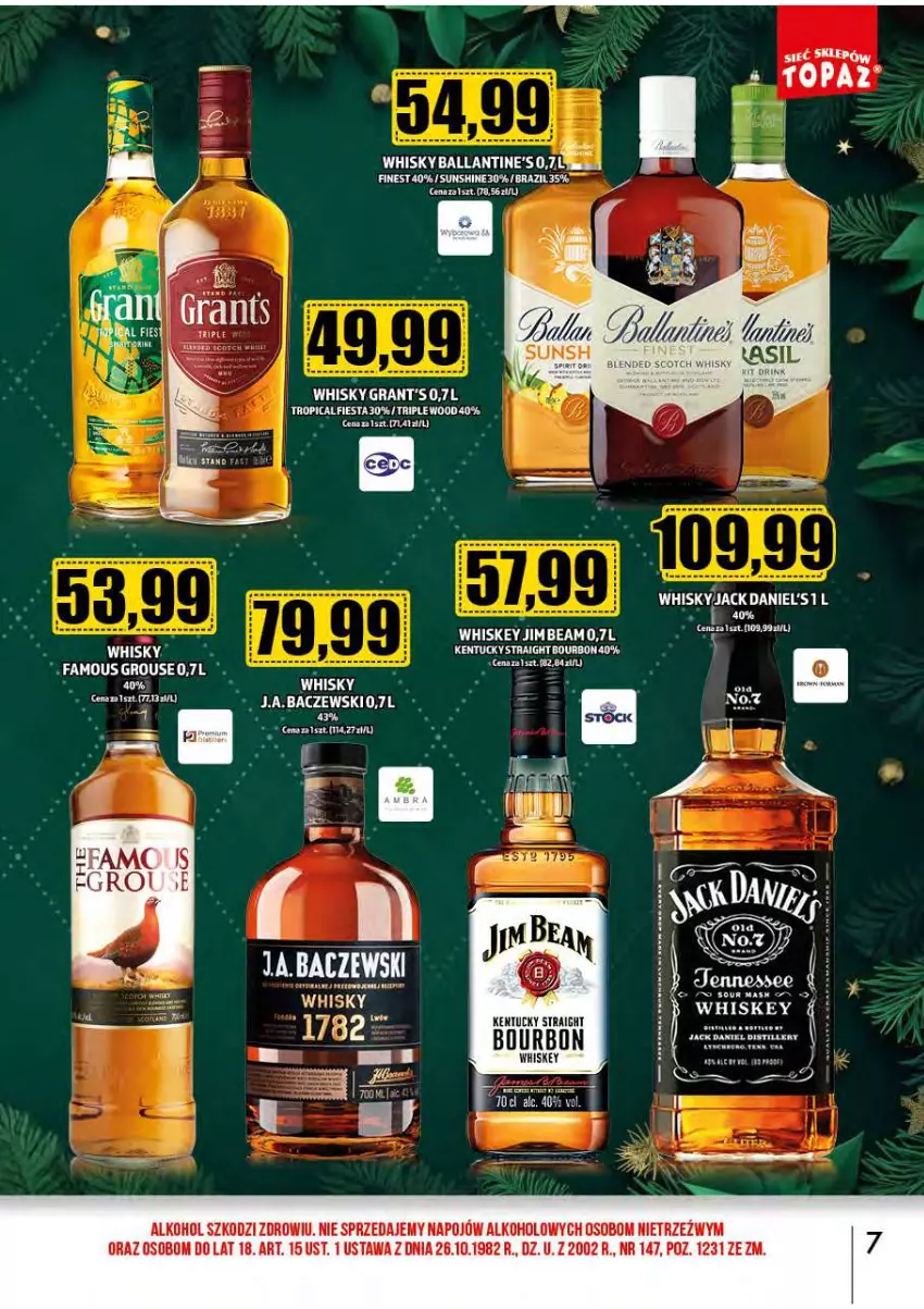 Gazetka promocyjna Topaz - Gazetka - ważna 02.12 do 31.12.2024 - strona 8 - produkty: Bourbon, Fa, Gala, Gra, Grant's, Jack Daniel's, LANA, Ser, Top, Tropical, Whiskey, Whisky