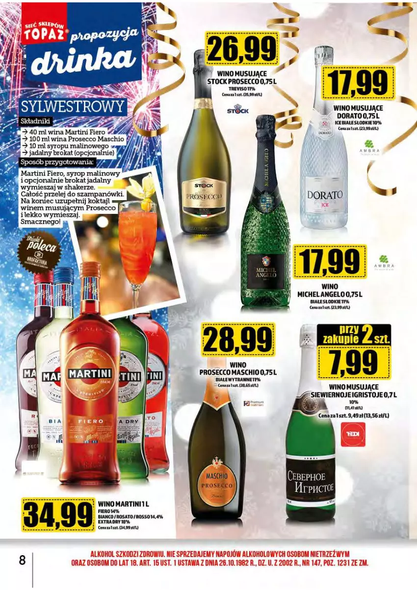 Gazetka promocyjna Topaz - Gazetka - ważna 02.12 do 31.12.2024 - strona 9 - produkty: Martini, Mus, Prosecco, Stock, Syrop, Wino, Wino musujące