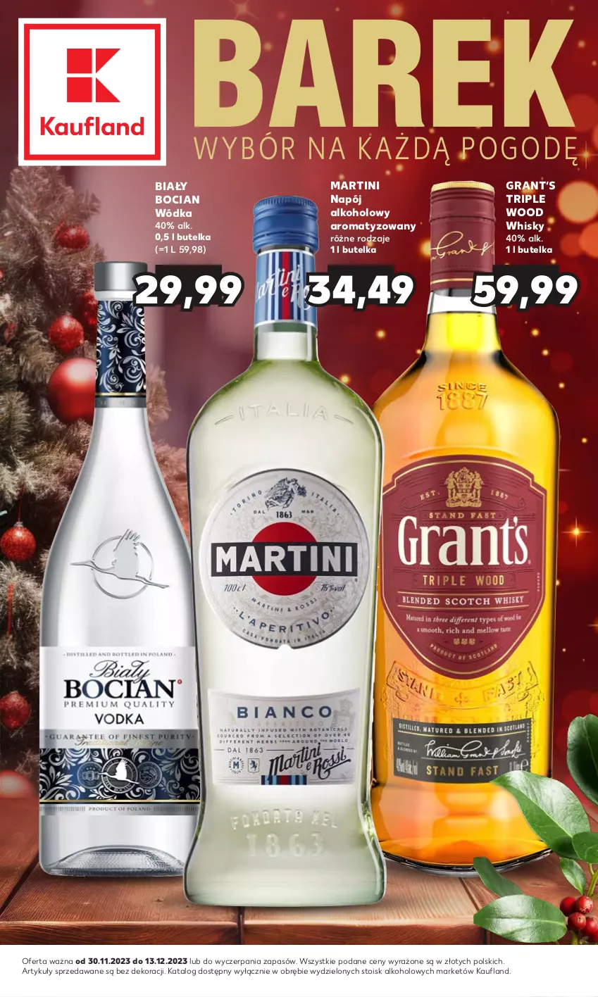 Gazetka promocyjna Kaufland - Barek Kauflandu - ważna 30.11 do 13.12.2023 - strona 1 - produkty: Biały Bocian, Gra, Martini, Napój, Whisky, Wódka