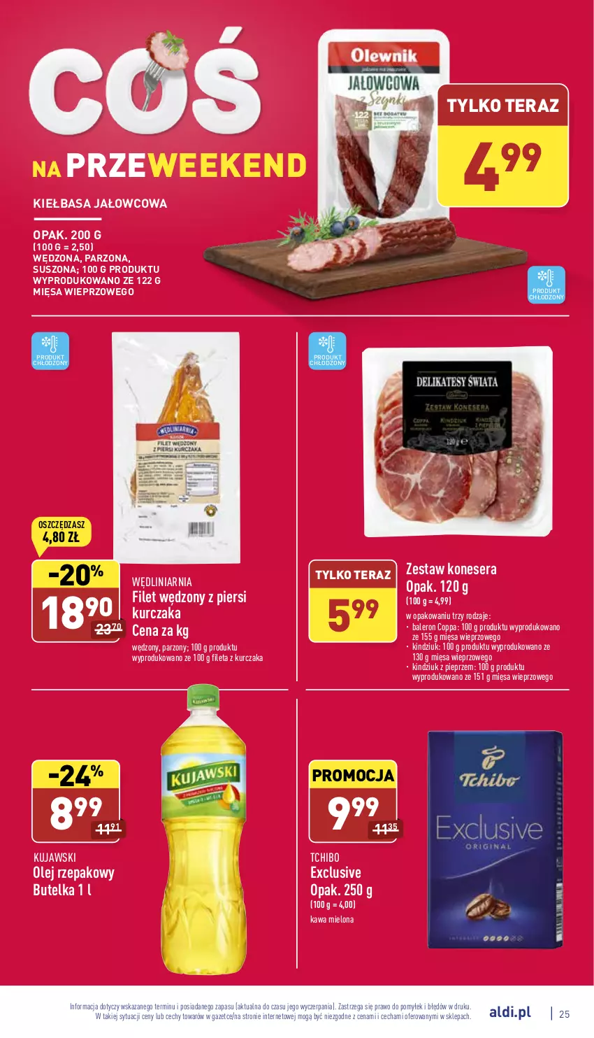 Gazetka promocyjna Aldi - Katalog spożywczy - ważna 04.04 do 10.04.2022 - strona 25 - produkty: Kawa, Kawa mielona, Kiełbasa, Kindziuk, Kujawski, Kurczak, Olej, Olej rzepakowy, Pieprz, Ser, Tchibo, Tera