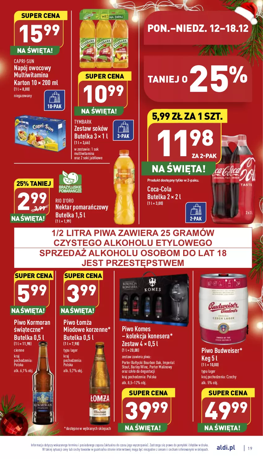 Gazetka promocyjna Aldi - Pełny katalog - ważna 12.12 do 18.12.2022 - strona 19 - produkty: Bourbon, Coca-Cola, Gra, Napój, Nektar, Piwa, Piwo, Por, Ser, Sok, Tymbark