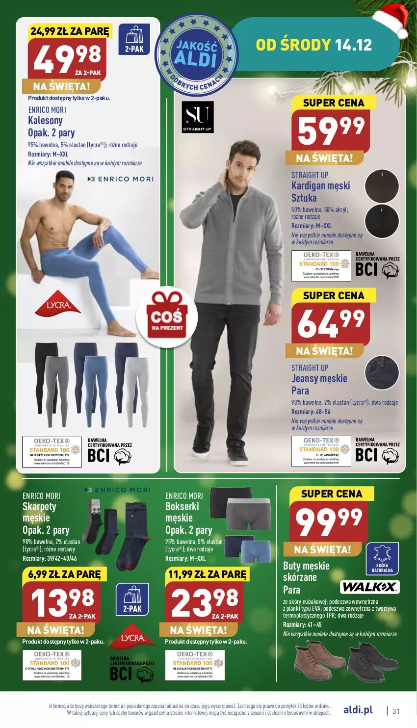 Gazetka promocyjna Aldi - Pełny katalog - ważna 12.12 do 18.12.2022 - strona 31 - produkty: Bokserki, Buty, Kalesony, Kardigan, Karp, Mop, Ser, Sony, Wełna