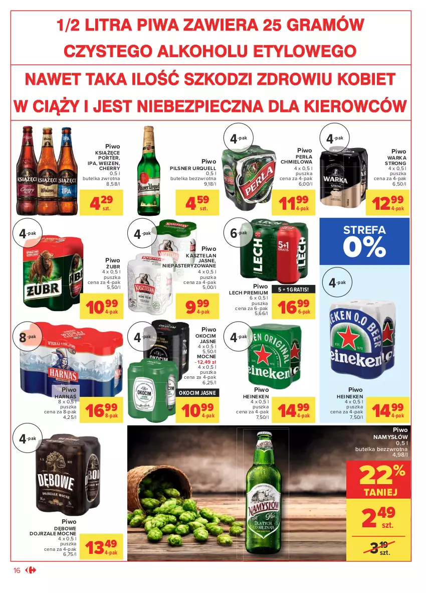 Gazetka promocyjna Carrefour - Gazetka Market - ważna 31.05 do 12.06.2021 - strona 16 - produkty: Fa, Gra, Harnaś, Heineken, Kasztelan, Koc, Książęce, Lech Premium, Namysłów, Okocim, Perła, Piec, Pilsner Urquell, Piwa, Piwo, Por, Warka