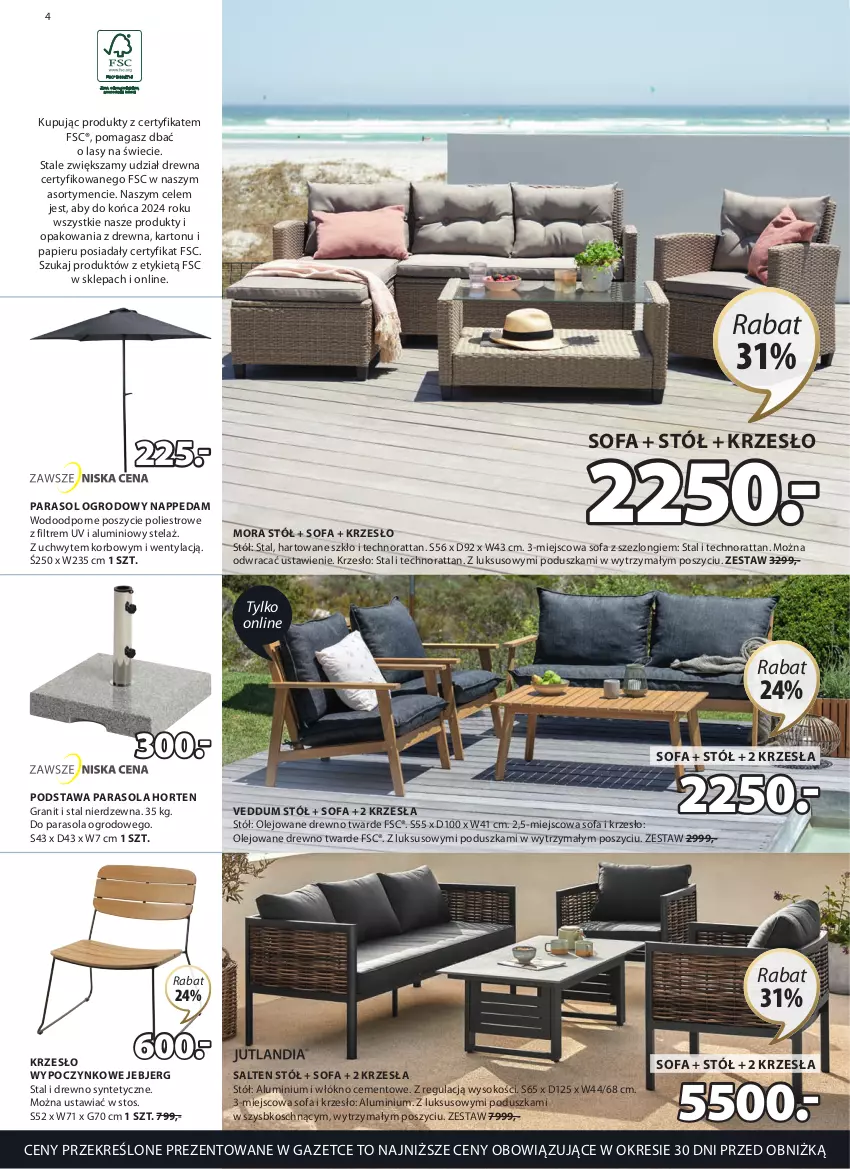 Gazetka promocyjna Jysk - Oferta tygodnia - ważna 12.04 do 16.05.2023 - strona 5 - produkty: Cement, Edam, Fa, Gra, Krzesło, Olej, Papier, Parasol, Poduszka, Por, Sofa, Sok, Stół, Szezlong