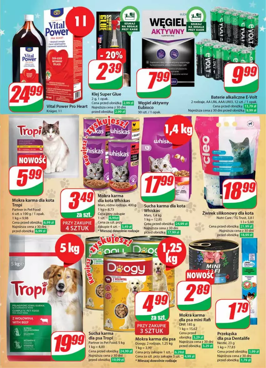 Gazetka promocyjna Dino - Gazetka 50 - ważna 13.12 do 19.12.2023 - strona 25 - produkty: Klej, Mars, Mokra karma, Sucha karma, Węgiel aktywny, Whiskas