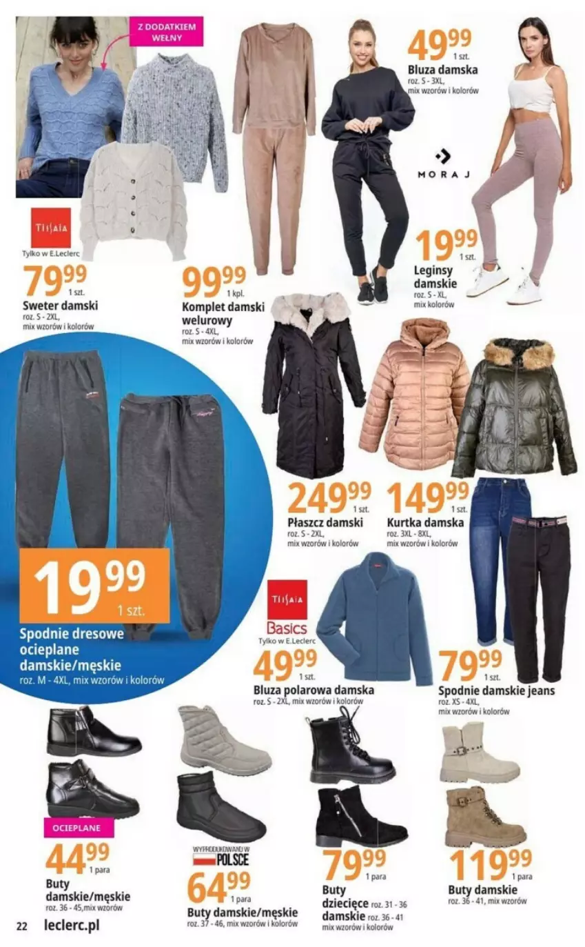 Gazetka promocyjna E Leclerc - ważna 03.10 do 14.10.2023 - strona 15 - produkty: Bluza, Bluza polarowa, Buty, Dres, Dzieci, Gin, Kurtka, Płaszcz, Spodnie, Spodnie dresowe, Sweter