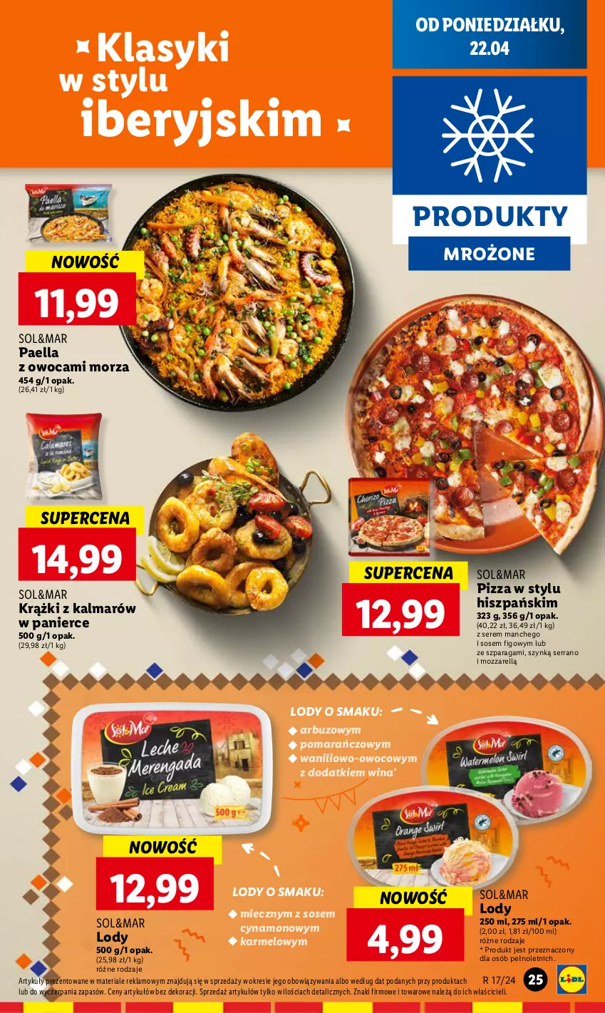 Gazetka promocyjna Lidl - GAZETKA - ważna 22.04 do 24.04.2024 - strona 27 - produkty: Arbuz, Kalmar, Lody, Pizza, Produkty mrożone, Ser, Sos