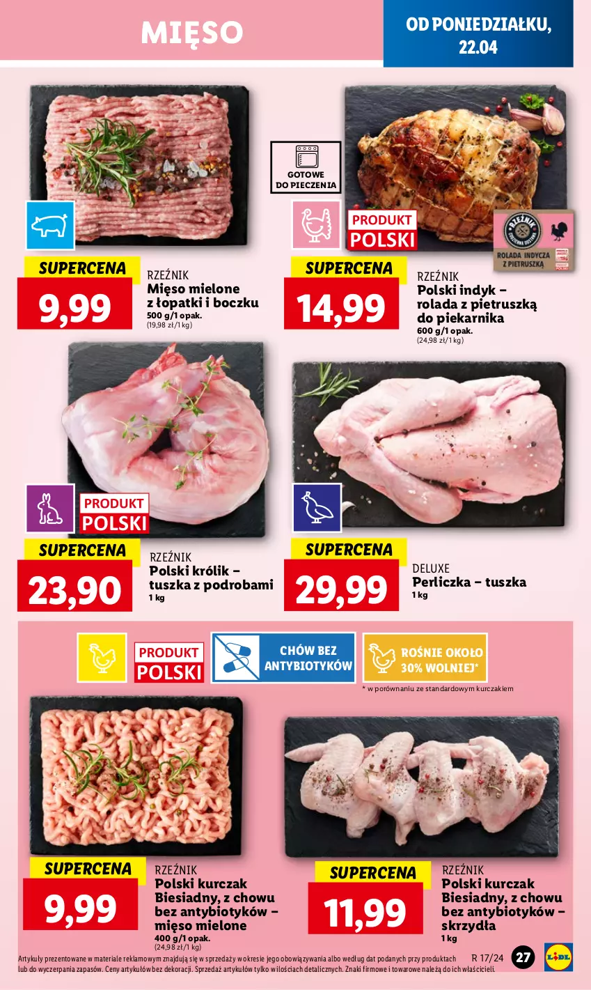 Gazetka promocyjna Lidl - GAZETKA - ważna 22.04 do 24.04.2024 - strona 29 - produkty: Królik, Kurczak, Mięso, Mięso mielone, Perliczka, Piec, Piekarnik, Por, Rolada, Tusz