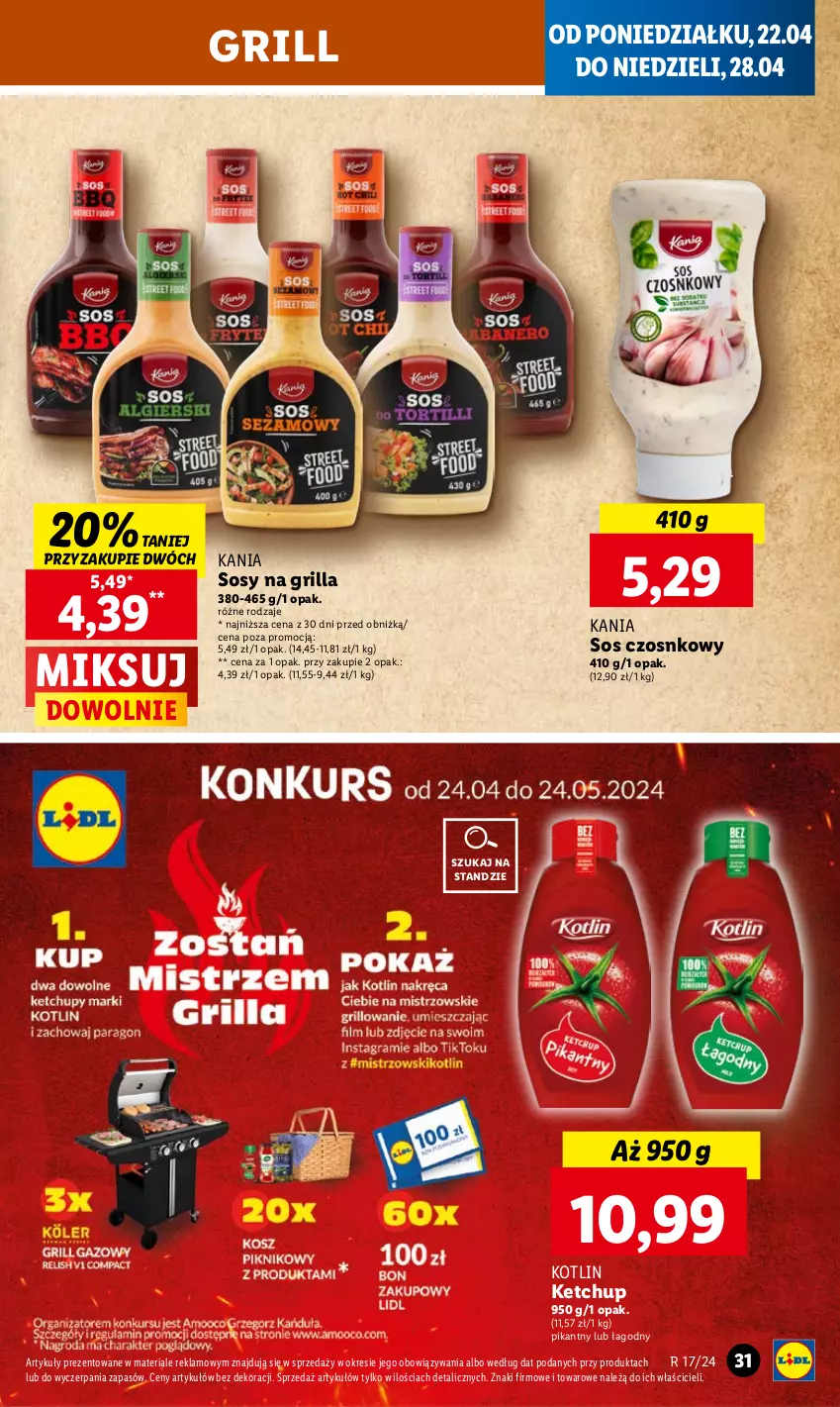 Gazetka promocyjna Lidl - GAZETKA - ważna 22.04 do 24.04.2024 - strona 33 - produkty: Grill, Ketchup, Kotlin, Sos, Sos czosnkowy