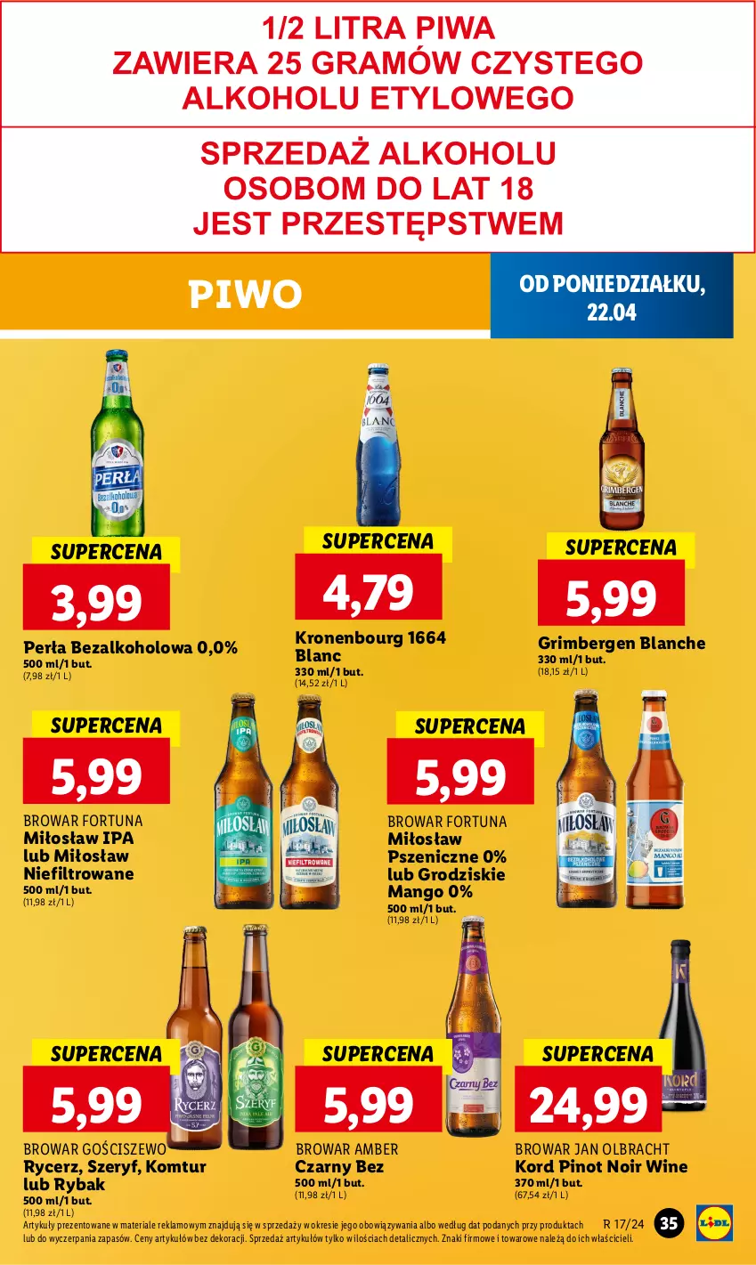 Gazetka promocyjna Lidl - GAZETKA - ważna 22.04 do 24.04.2024 - strona 37 - produkty: Fortuna, Mango, Perła, Piwo, Ryba