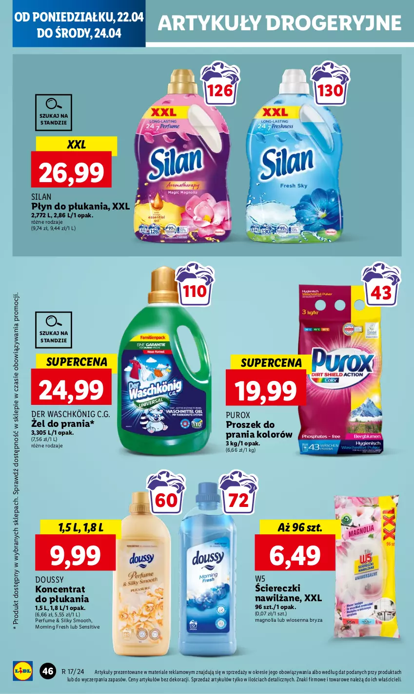 Gazetka promocyjna Lidl - GAZETKA - ważna 22.04 do 24.04.2024 - strona 50 - produkty: Bryza, König, Perfum, Płyn do płukania, Proszek do prania, Pur, Silan