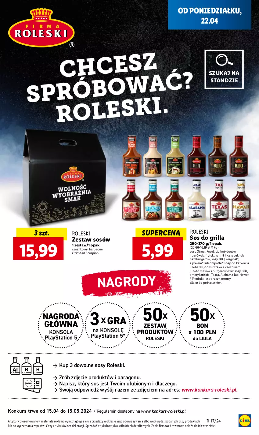 Gazetka promocyjna Lidl - GAZETKA - ważna 22.04 do 24.04.2024 - strona 55 - produkty: Burger, Dres, Gin, Gra, Grill, Hamburger, Konsola, Kurczak, PlayStation, PlayStation 5, Sos, Stek