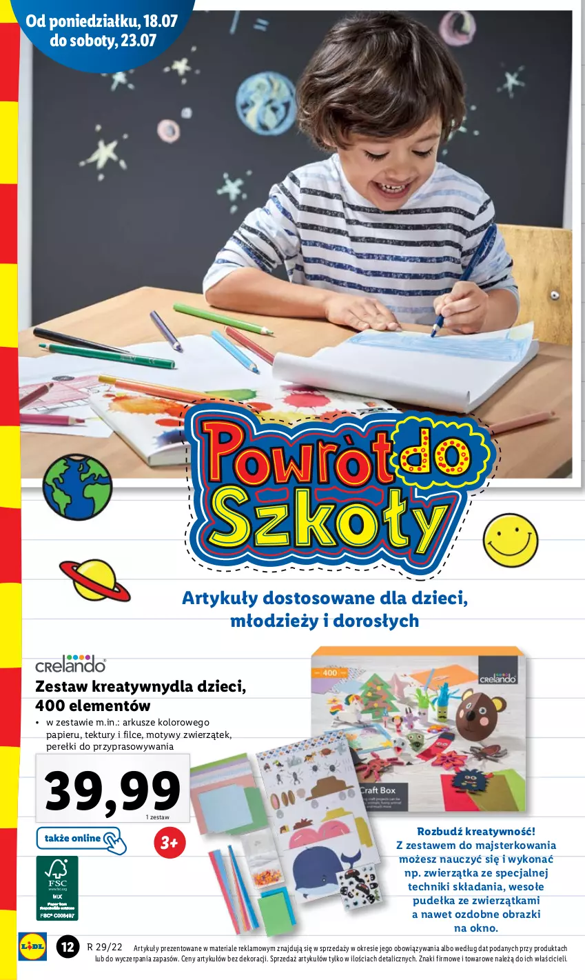 Gazetka promocyjna Lidl - GAZETKA - ważna 18.07 do 23.07.2022 - strona 12 - produkty: Dzieci, Obraz, Okno, Papier